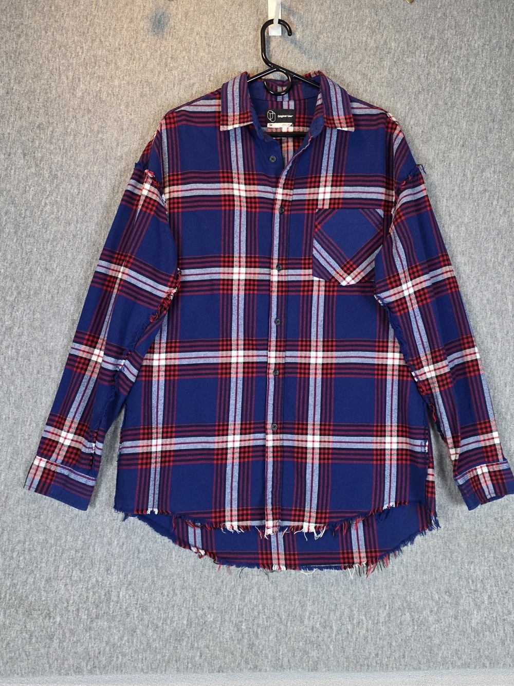 Original Use Red White Blue Patriotic Plaid Flannel Shirt Men's Med